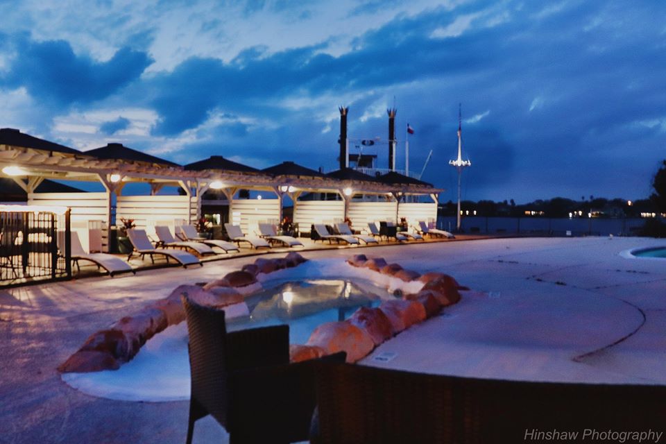 photo of The Wave's pool at night